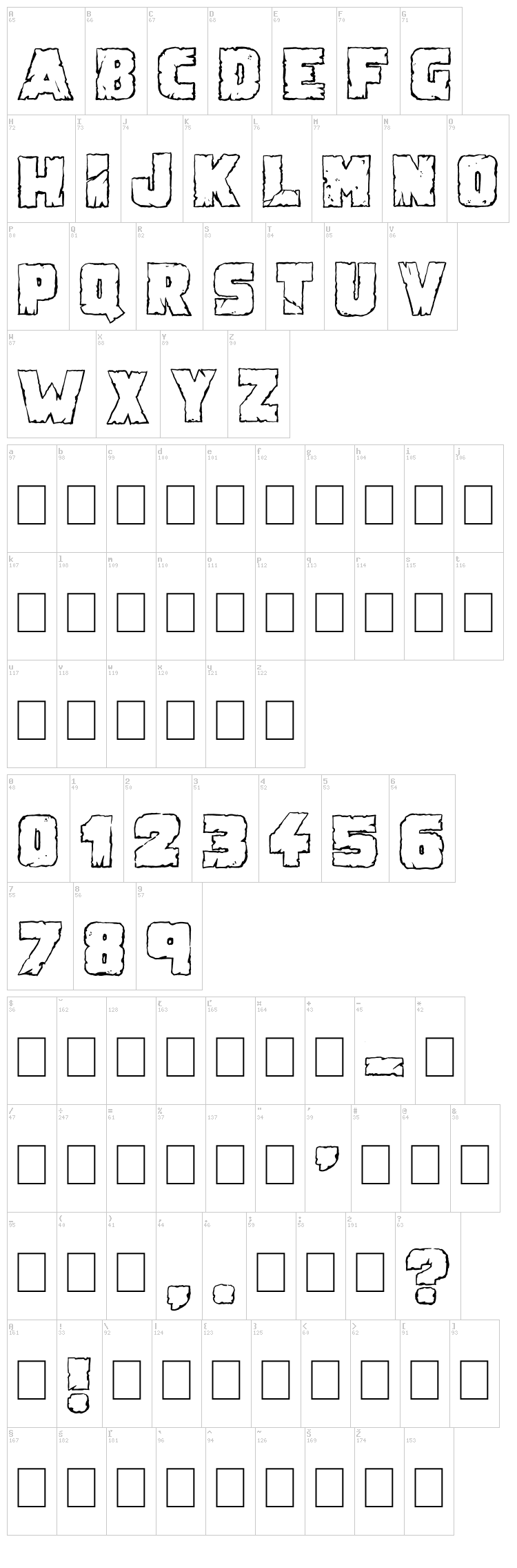 Demolition Crack font map